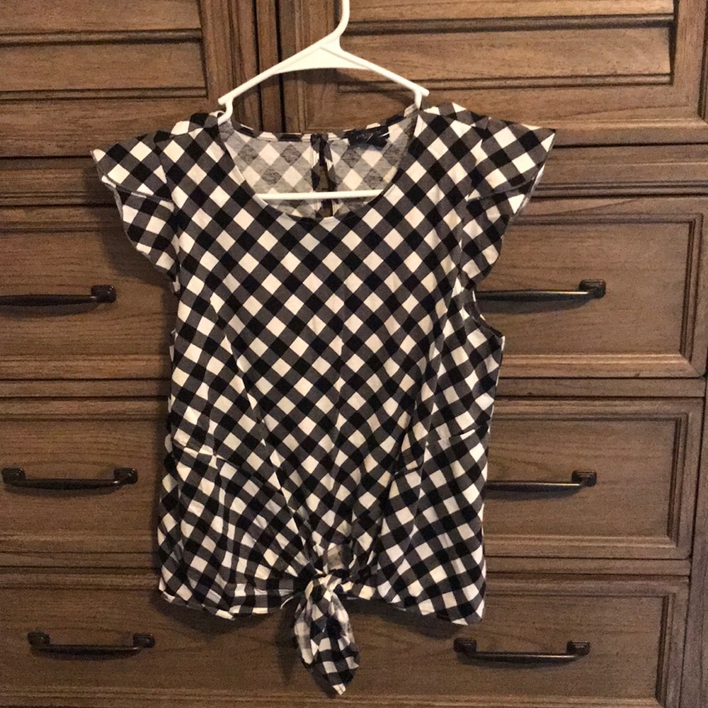 NWT Ann Taylor tie-front gingham blouse